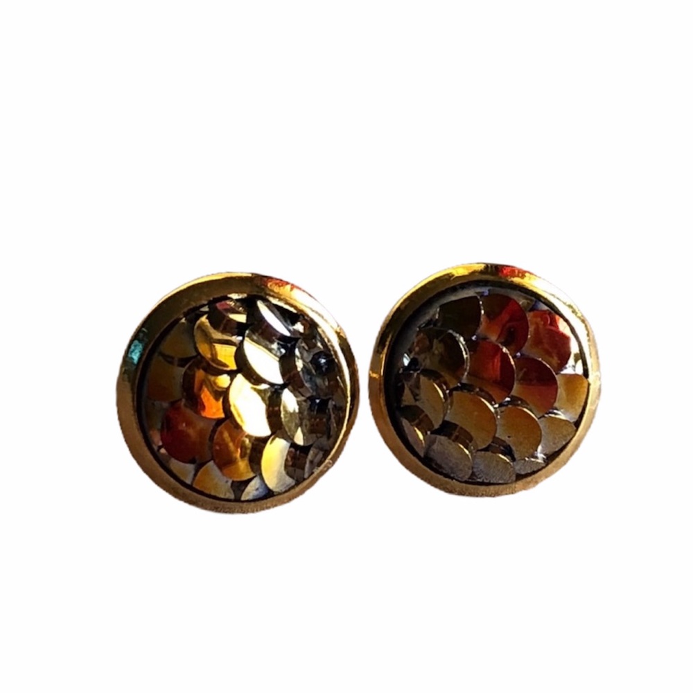 Gold Mermaid Scale Gold Stud Earrings!